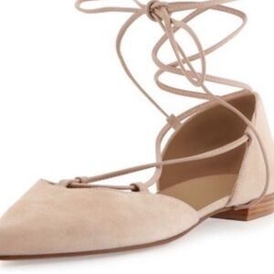 Stuart Weitzman Lace-Up Flats Women's Size 9 Tan Ballet Core Strappy